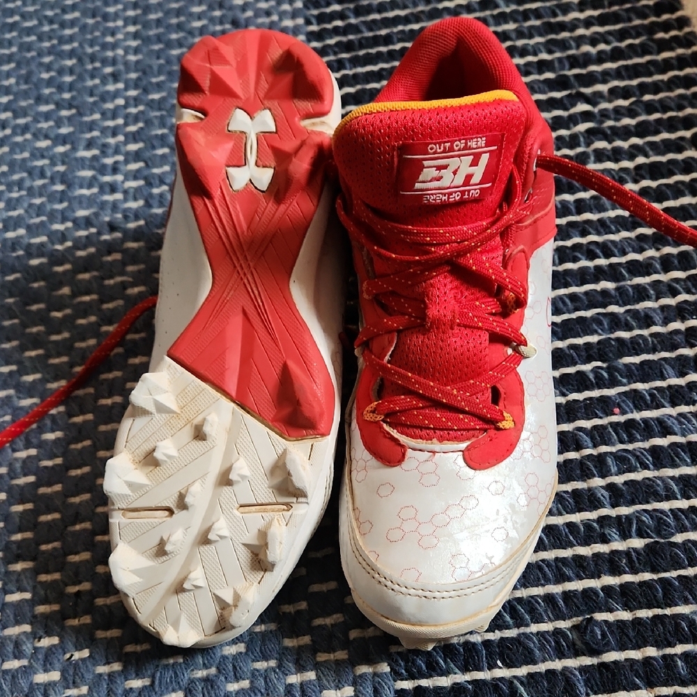 Under Armour Kids Red and White Sneakers